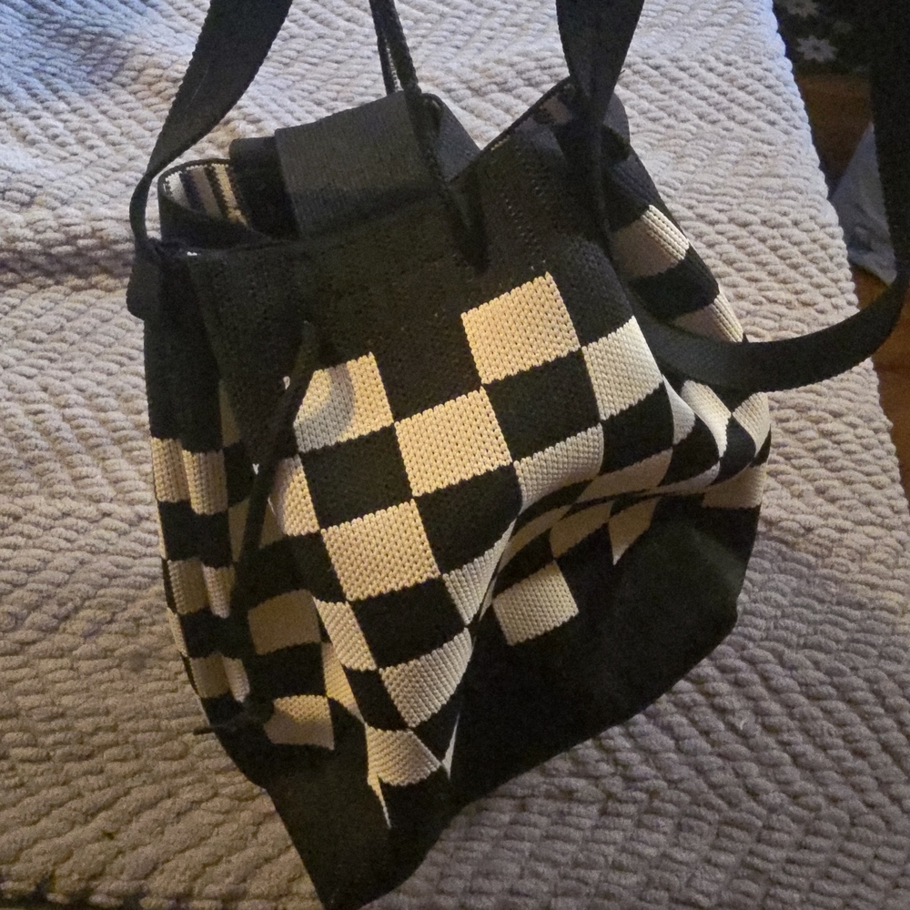 Elegant Black and White Checkered Tote